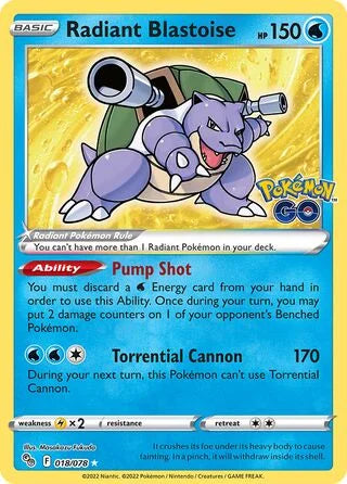 Radiant Blastoise #018 — Pokémon GO