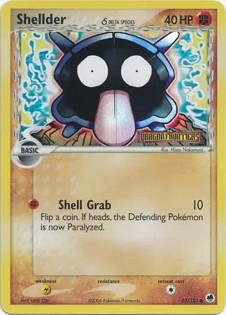 Shellder #63 — EX Dragon Frontiers (Reverse Holo) (EX Dragon Frontiers Stamp)