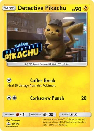 Detective Pikachu #SM190 — Sun & Moon Promos (Detective Pikachu Stamp)
